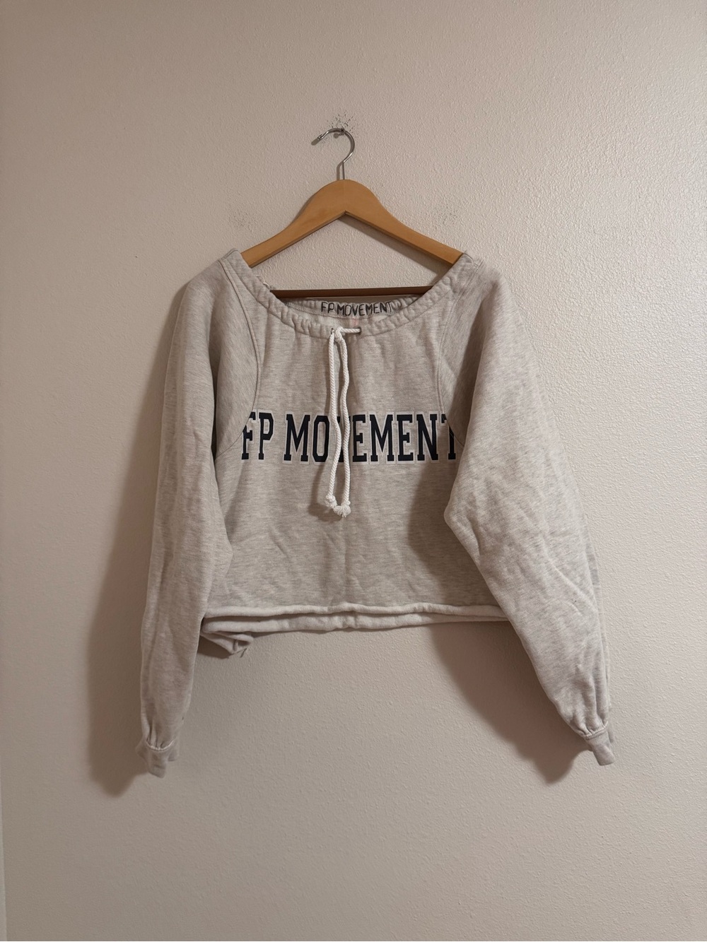 FP MOVEMENT Cream Cropped Drawstring Sweatshirt
